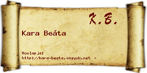 Kara Beáta névjegykártya